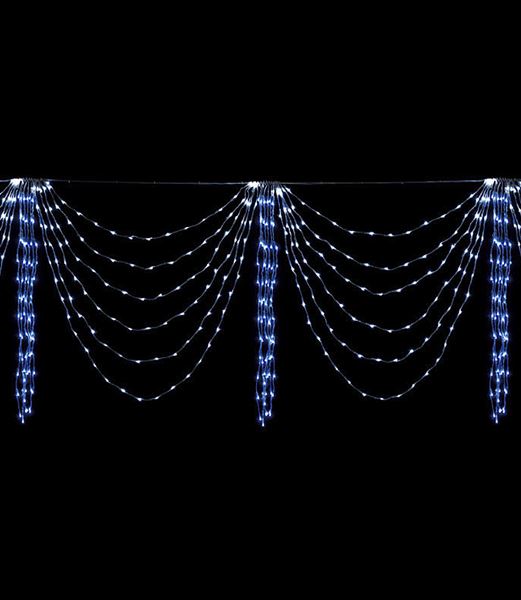 全高90×幅360cm 耐水 816球 広角型LEDブルーホワイトドレープライト/クリアコード(常点灯/パワーコード、コネクター付き) [ONSDILI61065] 送料無料 |クリスマス イルミネーション ライト 照明 LED クリスマス装飾 装飾 デコレーション オーナメント 飾り 店舗装飾 イベント