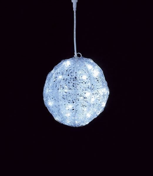 耐水20cm 40球 広角型LEDホワイトグロー立体ボール(常点灯/パワーコード、コネクター付き)[ONSDILI61068] 送料無料 |クリスマス イルミネーション ライト 照明 LED 耐水 クリスマス装飾 装飾 デコレーション オーナメント 飾り 店舗装飾 イベント 飾り付け Christmas