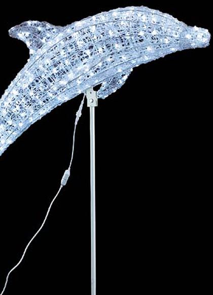 耐水130cm 300球 広角型LEDホワイトグロー立体ドルフィン(常点灯/パワーコード、スタンド付き)[ONSDILI61085] 代引決済不可 送料無料 |クリスマス イルミネーション ライト 照明 LED 耐水 クリスマス装飾 装飾 デコレーション オーナメント 飾り 店舗装飾 飾り付け イルカ