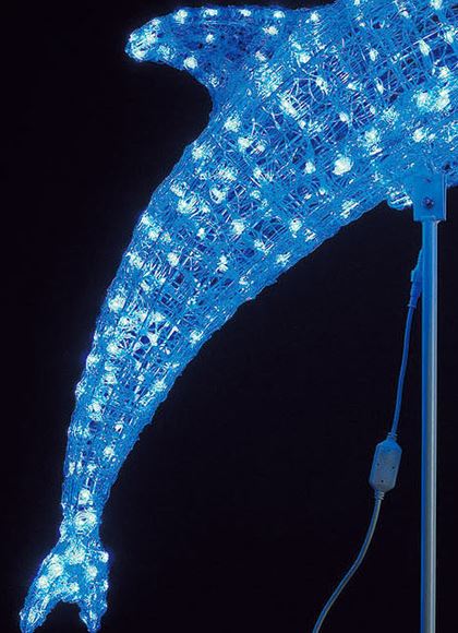 耐水130cm 300球 広角型LEDブルーグロー立体ドルフィン(常点灯/パワーコード、スタンド付き)[ONSDILI61093]　代引決済不可 送料無料 |クリスマス イルミネーション ライト 照明 LED 耐水 クリスマス装飾 装飾 デコレーション オーナメント 飾り 店舗装飾 飾り付け イルカ