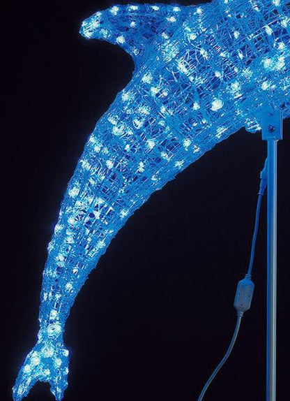 耐水130cm 300球 広角型LEDブルーグロー立体ドルフィン(常点灯/パワーコード、スタンド付き)[ONSDILI61093]　代引決済不可 送料無料 |クリスマス イルミネーション ライト 照明 LED 耐水 クリスマス装飾 装飾 デコレーション オーナメント 飾り 店舗装飾 飾り付け イルカ