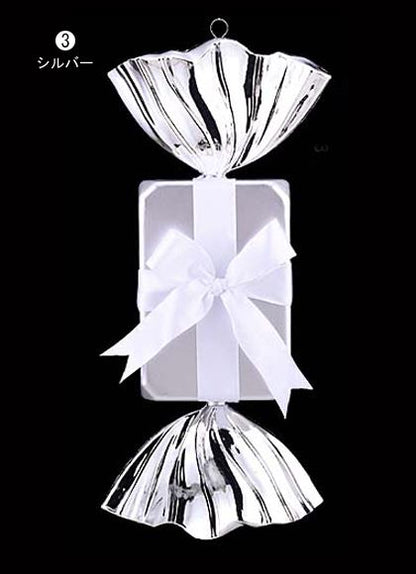 45cm ホワイトリボンシャイニーキャンディ [ONSDICA6010] |装飾 飾付 クリスマス 小物 雑貨 イベント クリスマスツリー飾り オーナメント クリスマス装飾 飾り パーティー デコレーション ホワイト リボン メタリック キャンディ 室内装飾 店舗装飾 飾り付け Christmas