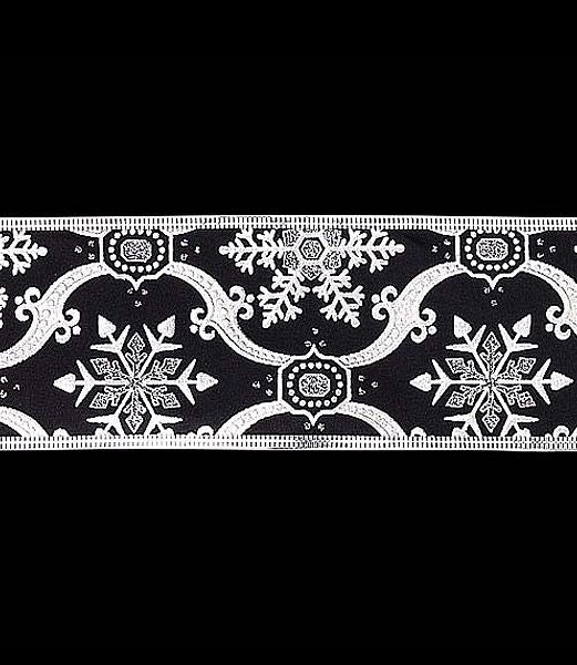 450cm 65mm幅 シルバースノーブラックリボン(ワイヤー入り) [ONSPARI6952] |装飾 飾付 クリスマス 小物 雑貨 イベント クリスマスツリー飾り オーナメント クリスマス装飾 飾り パーティー デコレーション シルバー スノー ブラック リボン 店舗装飾 飾り付け Christmas