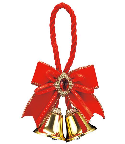 15cm　レッドリボンデュアルベル [ONSPABL6699] |装飾 飾付 クリスマス 小物 雑貨 イベント クリスマスツリー飾り オーナメント クリスマス装飾 飾り パーティー デコレーション レッド 赤 リボン デュアル ベル 室内装飾 店舗装飾 飾り付け Christmas