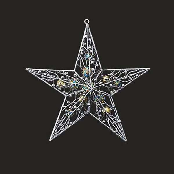 35cm シャイニーボールスター(立体) [ONSDIWI61010] |クリスマス 装飾 飾付 ディスプレイ イベント クリスマスツリー飾り オーナメント クリスマス装飾 飾り パーティー スター 星 シルバー デコレーション 室内装飾 店舗装飾 飾り付け Christmas