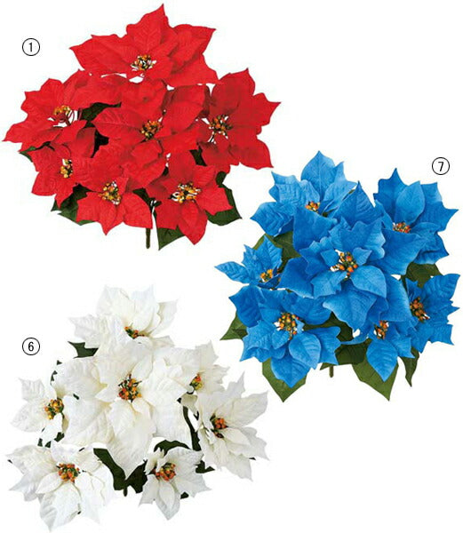 40cm エレガントポインセチアブッシュ(7)[ONSFLBU6703] |造花 フェイク 人工観葉植物 クリスマス 装飾 デコレーション ガーランド オーナメント 飾り イベント パーティー フラワーアレンジメント 店舗装飾 ポインセチア レッド ホワイト ブルー 室内装飾 飾り付け Christmas