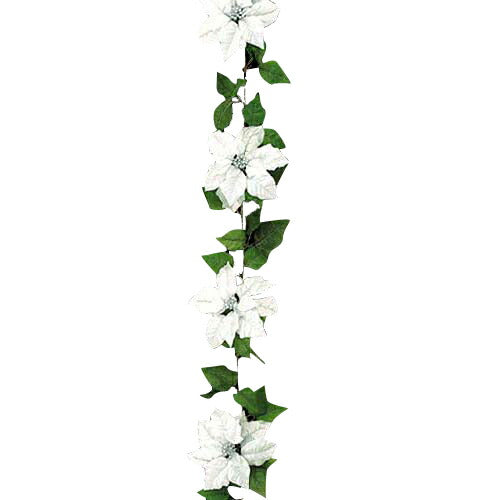 180cm シャイニーリッチポインセチアガーランド[ONSFLGA6697]送料無料 |造花 フェイク 人工観葉植物 クリスマス 装飾 デコレーション ガーランド オーナメント 飾り イベント パーティー フラワーアレンジメント 店舗装飾 ポインセチア シルバー 室内装飾 飾り付け Christmas