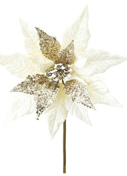 25cm ゴールドジュエルポインセチアピック [ONSFLPC6657] |造花 フェイク 人工観葉植物 クリスマス 装飾 デコレーション ガーランド オーナメント 飾り イベント パーティー フラワーアレンジメント 店舗装飾 ポインセチア ピック ゴールド 室内装飾 飾り付け Christmas