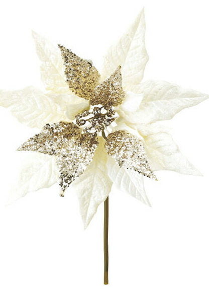 25cm ゴールドジュエルポインセチアピック [ONSFLPC6657] |造花 フェイク 人工観葉植物 クリスマス 装飾 デコレーション ガーランド オーナメント 飾り イベント パーティー フラワーアレンジメント 店舗装飾 ポインセチア ピック ゴールド 室内装飾 飾り付け Christmas