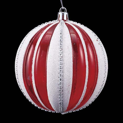 10cmクリアレッドホワイトボール [ONSTOBA6270] クリスマスボール デコレーション 装飾ボール  クリスマスオーナメント クリスマス飾り ツリー飾り クリスマス装飾品 イベント用品  パーティーグッズ  ハンドメイドクリスマスボール