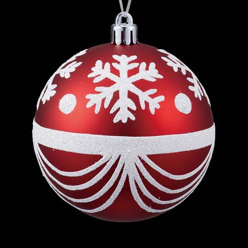 8cmレッドホワイトスノーフレークボール [ONSTOBA6272] クリスマスボール デコレーション 装飾ボール オーナメント クリスマス飾り ツリー飾り クリスマス装飾品 イベント用品  パーティーグッズ